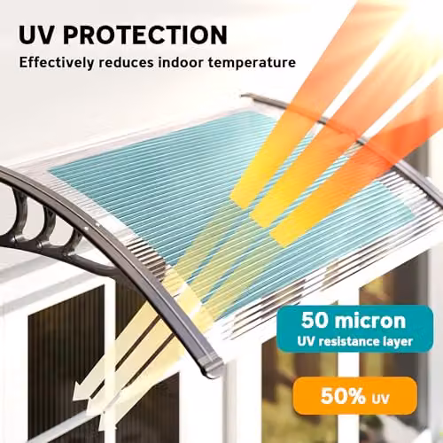Outsunny UV Resistant Wall-Mounted Front Door Canopy Awning in White, W: 120 cm, D: 75 cm – 2
