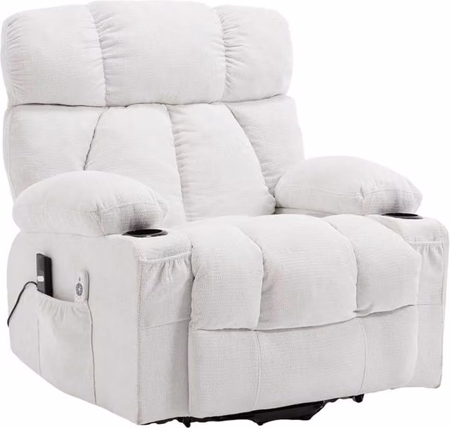 Garden Sanctuary Electric Single-Seat Recliner with Heating and Massage in White