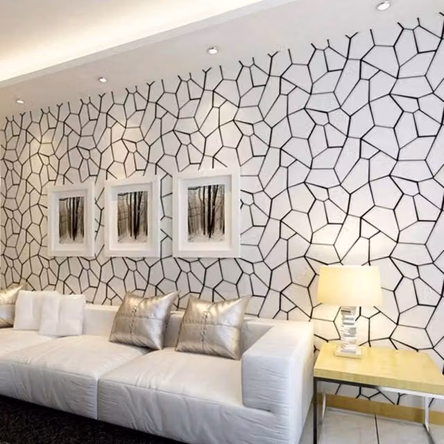 KORVIXA Black and White 3D Geometric Abstract Matt Wallpaper – 1