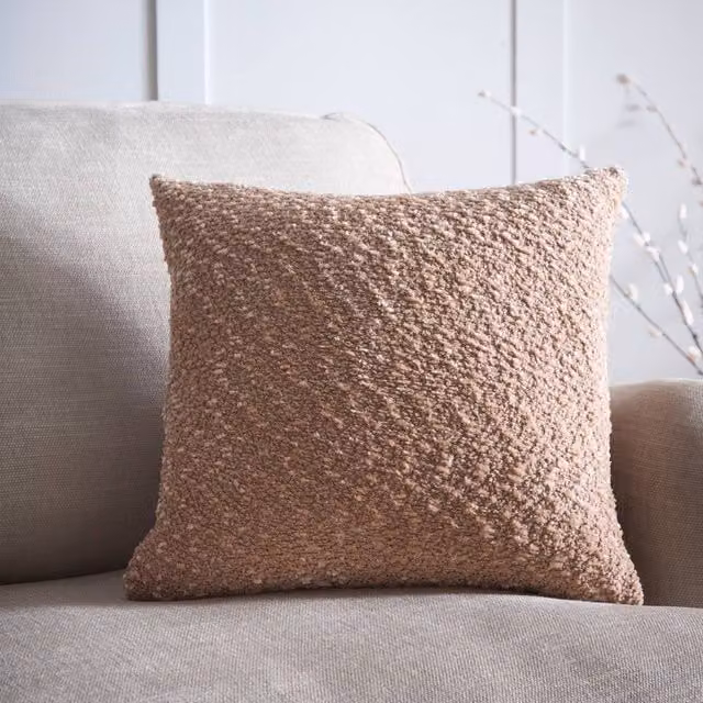 Portfolio Home Boucle Textured Square Cushion in Beige or Pink, 45 x 45 cm