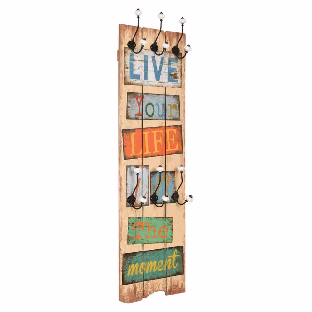 Berkfield Home Wall-mounted Coat Rack with 6 Hooks, Multicolour, W: 120 cm, D: 40 cm – 2