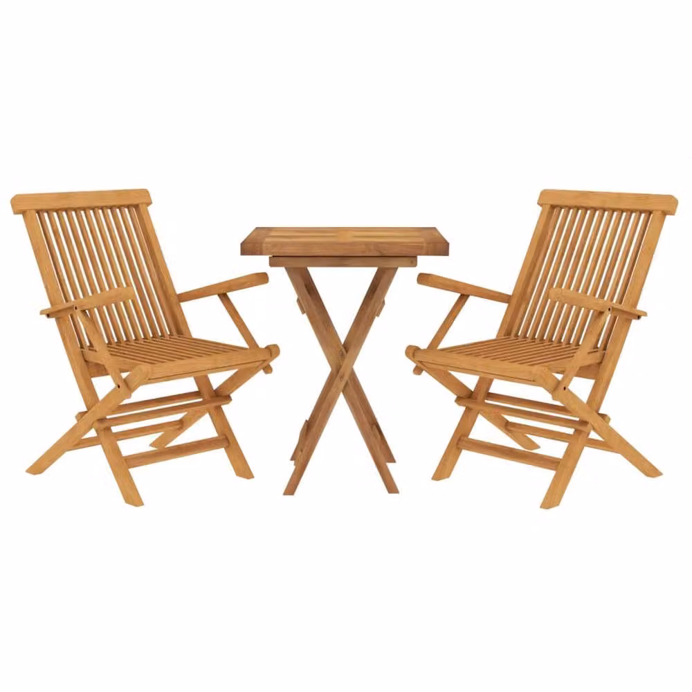 Berkfield Home 3 Piece Garden Dining Set in Brown Solid Teak Wood – 3