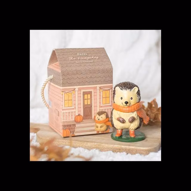 KDMD Hazel Hedgehog Christmas Tree Ornament Figurine in Brown and Orange