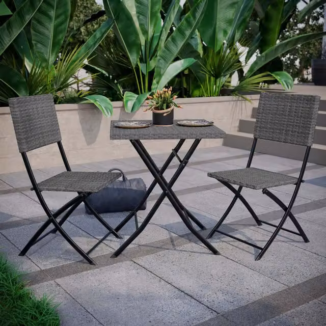 Vida Designs Capri 2 Seater Rattan Bistro Set in Grey
