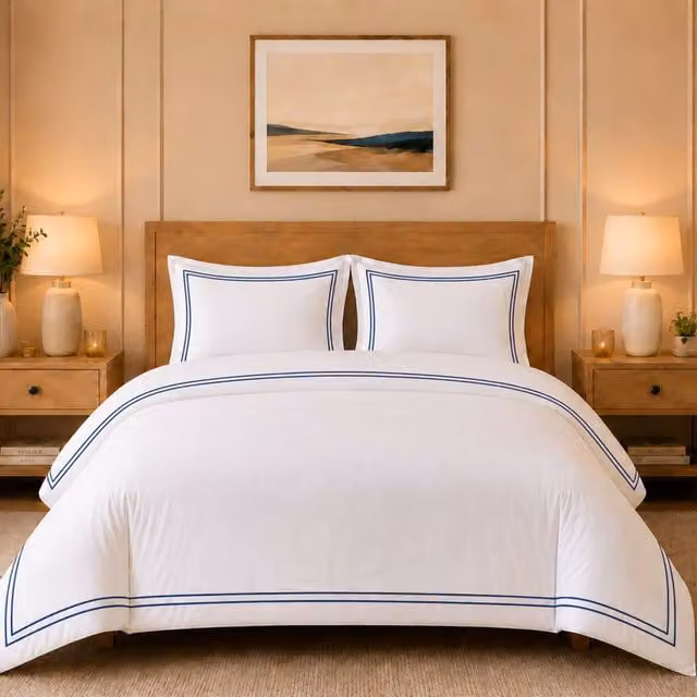 Grace TC800 Single Duvet Cover and Pillowcase Set in White, 100% Cotton Mako Sateen with Button Closure – 1