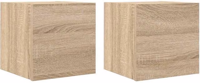 Berkfield Home Wall Mounted TV Cabinets, 2 Piece Set in Sonoma Light Oak, W/D/H: 30.5 x 30 x 30 cm – 1