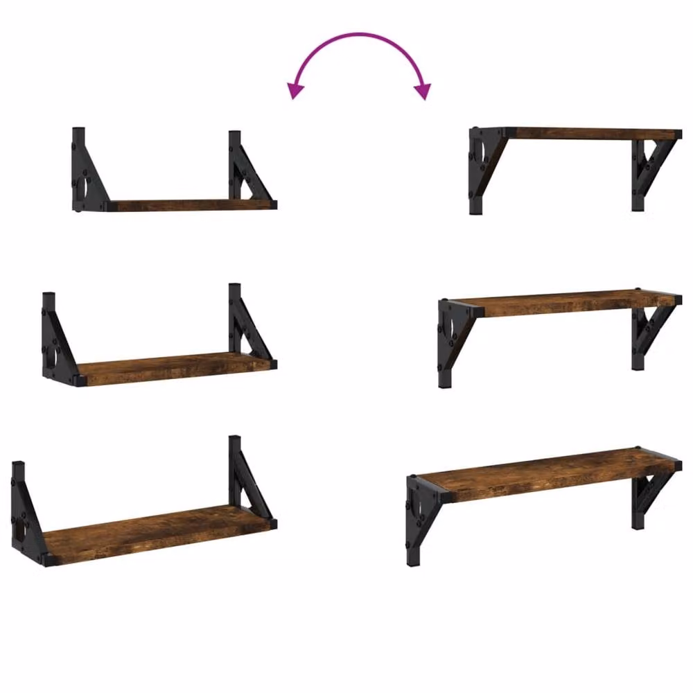 Berkfield Home 3 Piece Smoked Oak Wall Shelf Set in Brown – 3