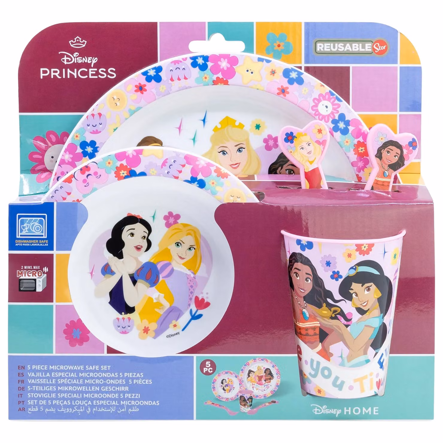 Disney Princess 7 Piece Multicolour Plastic Dinner Set – 3