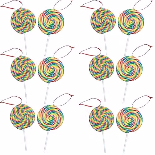 Shatchi 12-piece set of multicolour lollipop and candy cane Christmas tree hanging decorations – 1