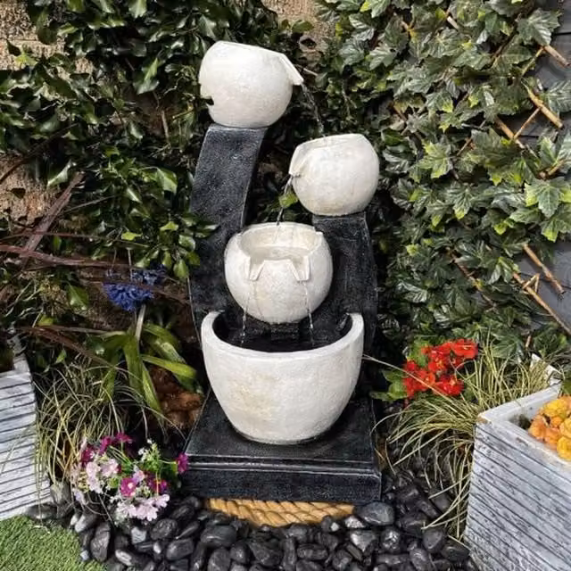 Tranquility Water Features Grand Companion Contemporary Solar Cascade Water Feature - Grey