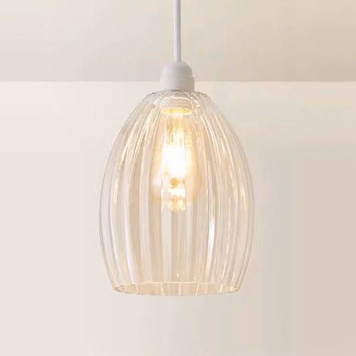 ValueLights Cheltenham Clear Ribbed Glass Dome Ceiling Light Shade – 2