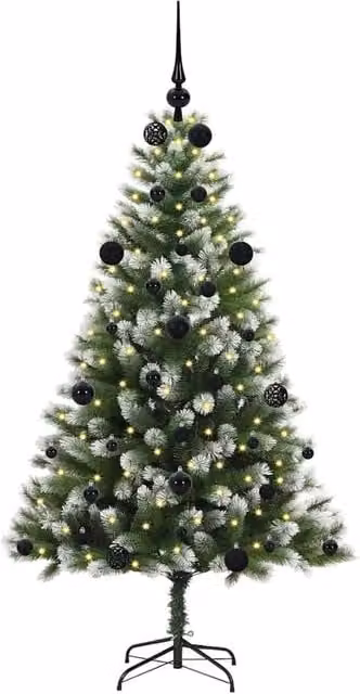 Berkfield Home Lush Artificial Hinged Christmas Tree with Flocked Snow in Green and White, Height: 150 cm – 1