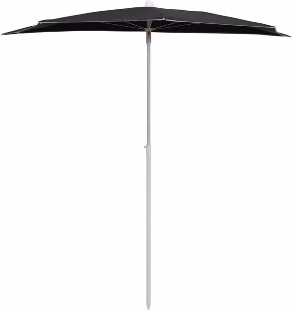 Berkfield Home Durable Garden Half Parasol with Pole, Black, W/D/H: 180 x 90 x 195 cm
