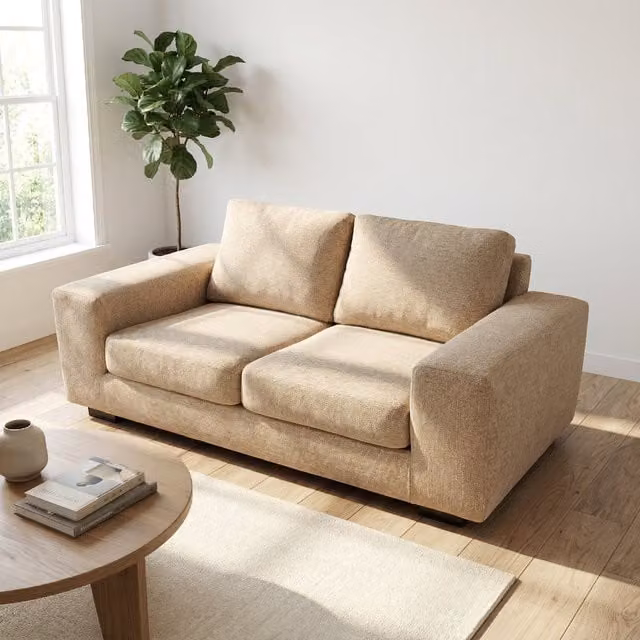 Abakus Direct Boston 3 Seater Sofa in Orange Basket Weave Fabric with Solid Wood Frame