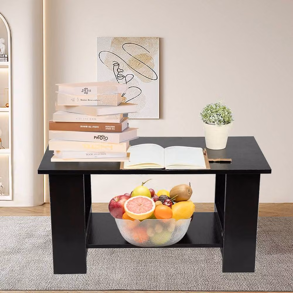 Kelvenix Modern Black Rectangular Coffee Table W/D/H: 80 x 40 x 42 cm – 3