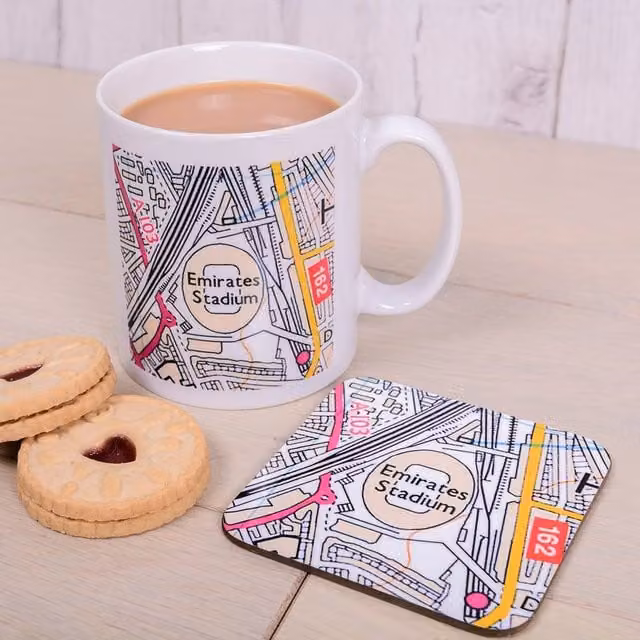 Uniqueful Personalised Favourite Place Ceramic Mug and Coaster Set in White and Multicolour
