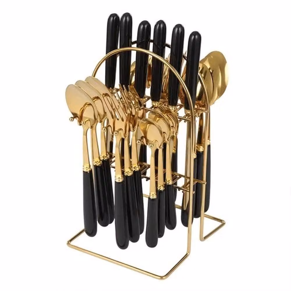 VOGREX 24-Piece Gold Coated Stainless Steel Cutlery Set with Case – 2