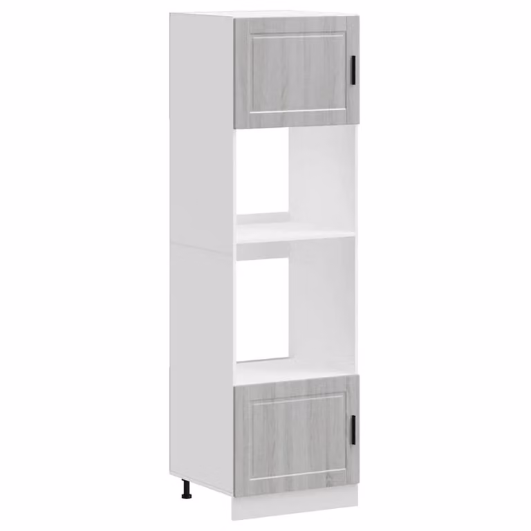 Berkfield Home Porto Grey Sonoma Tall Kitchen Oven Cabinets, 2 Piece Set, W/D/H: 60 x 57 x 207 cm