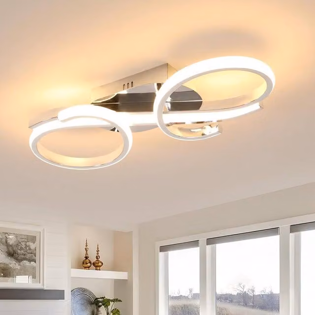 Goeco Modern LED Ceiling Light in Silver, 36 W, Warm White 3000 K