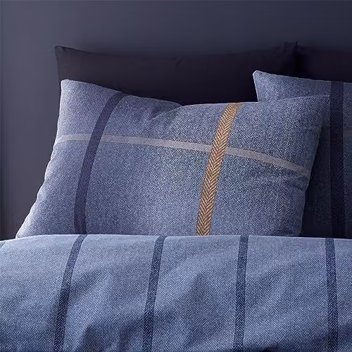 Catherine Lansfield Melrose Tweed Check Reversible Brushed Cotton Flannelette Double Duvet Cover Set with Pillowcases Blue and Purple, W/D/H: 200 x 200 cm and 50 x 75 cm – 2