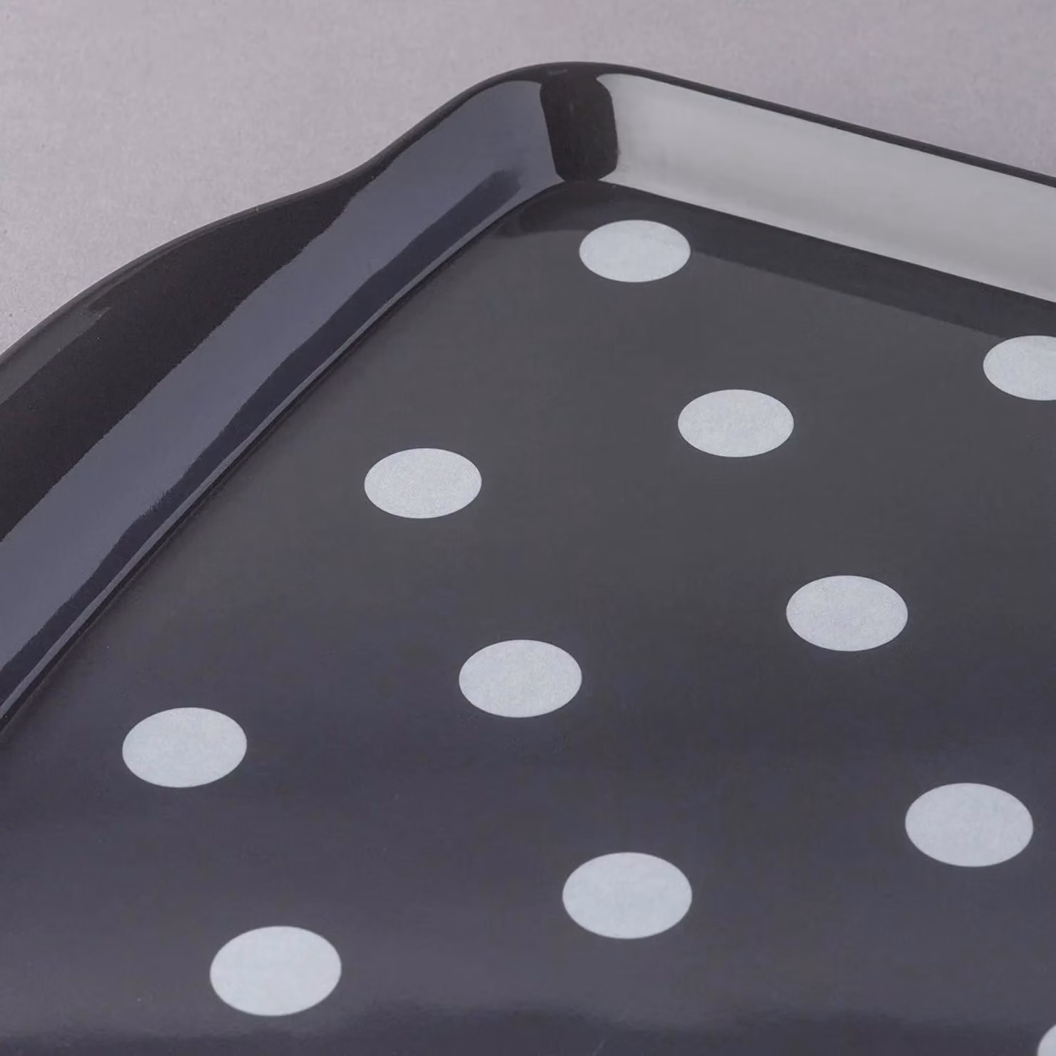 Zeal Melamine Dotty Serving Tray with Handles in Dark Grey, W: 30 cm, D: 21 cm – 3