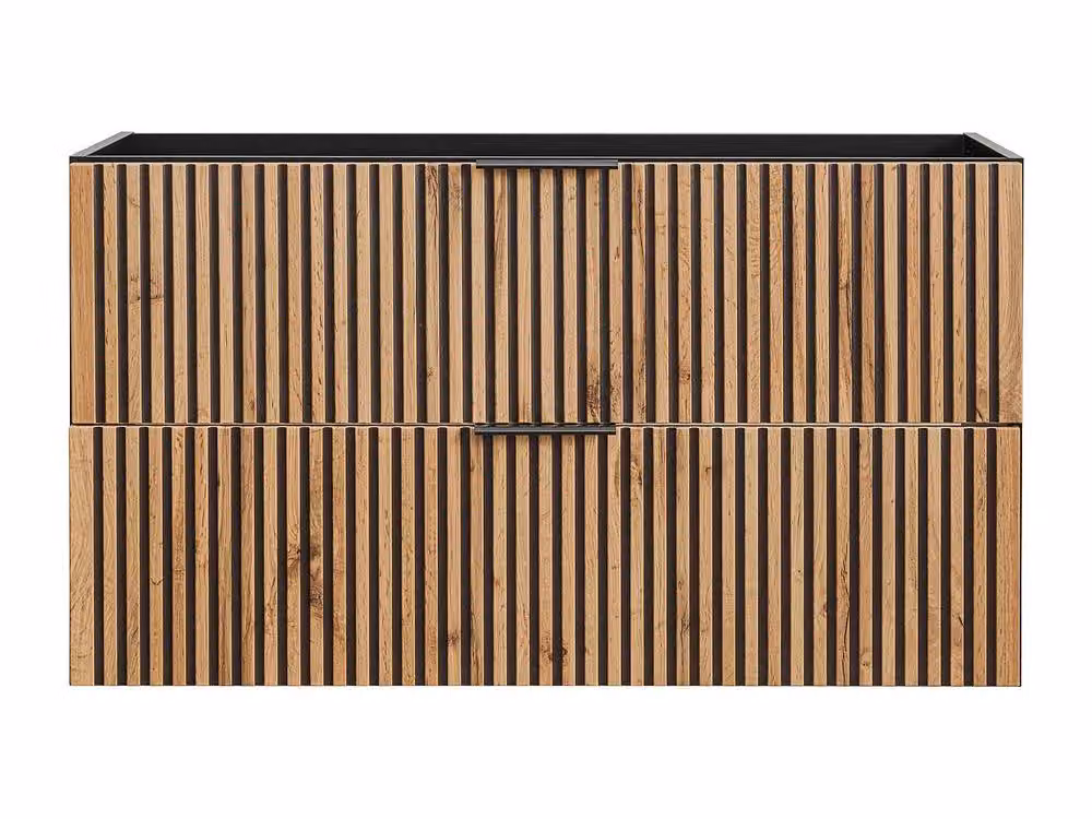 Vente-unique Ribbed Suspended Vanity Unit in Light Natural and Black, W: 80 cm, D: 46 cm, H: 57 cm – 2