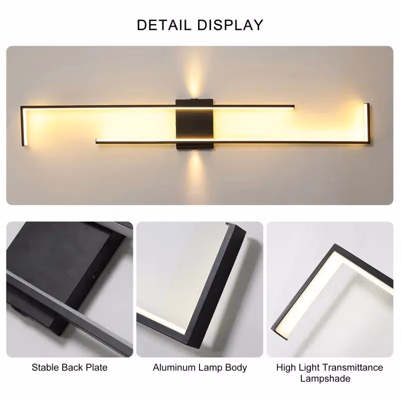 Garwarm Black Aluminium LED Flush Mounted Up and Down Wall Sconce Bar, Length: 140 cm – 4