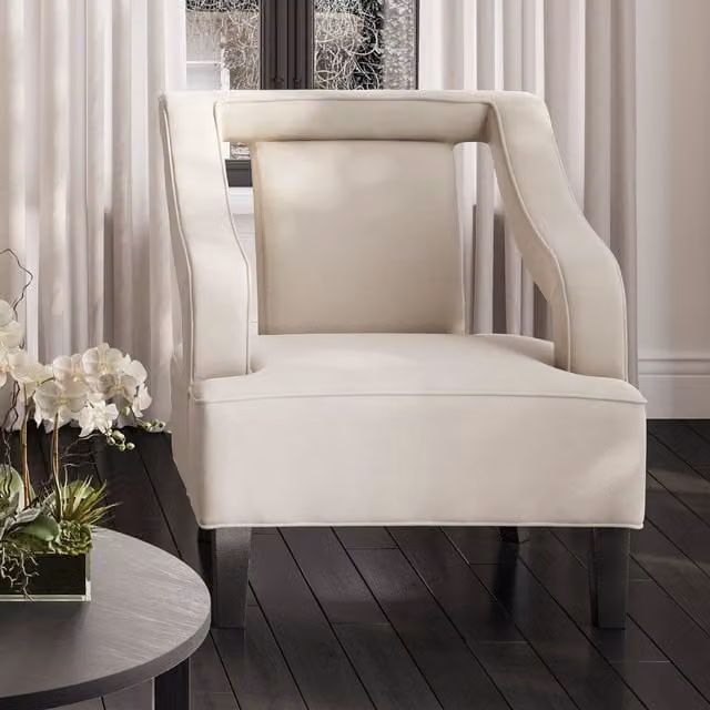 LPD Home Sofia Modern Velvet Upholstered Chair in Ivory/Beige