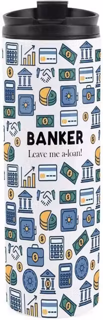 Purely Home Novelty Banker Travel Flask Reusable Stainless Steel Tumbler in Multicolour and White