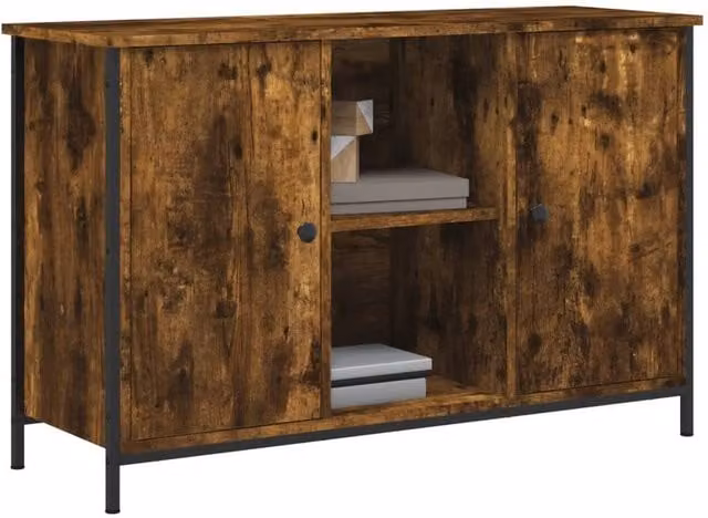 Berkfield Home Smoked Oak TV Cabinet in Brown, W/D/H: 100 x 35 x 65 cm