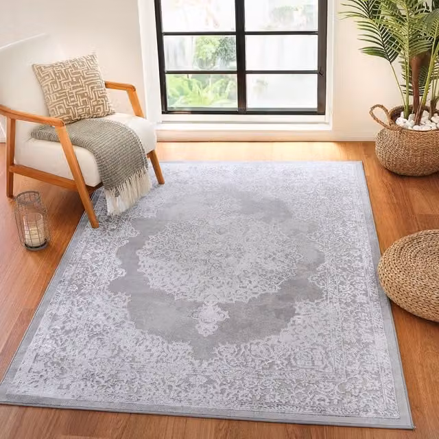 Livabliss Lustro Vintage Boho Abstract Rug in Beige, Grey and White, W: 200 cm, D: 275 cm – 1