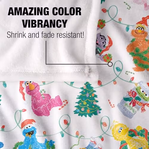 LOGOVISION Sesame Street Tangled Lights Christmas Pattern Super Soft Fleece Blanket, Multicolour – 2