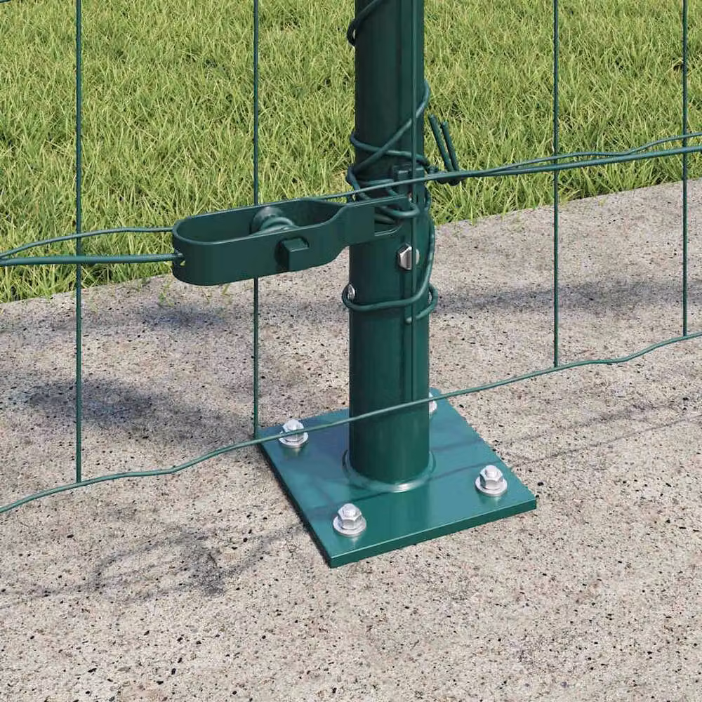 Berkfield Home Green Euro Fence with 7 Flanged Posts, Galvanised Steel, W: 10 m, H: 1.2 m – 3
