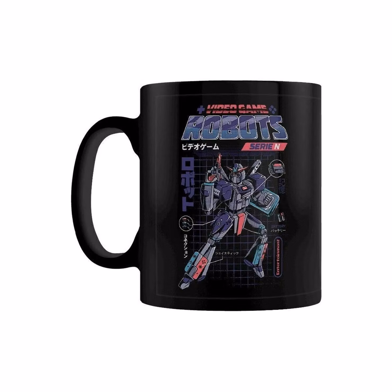 Ilustrata Video Game Robots Series N Ceramic Mug in Black – 2