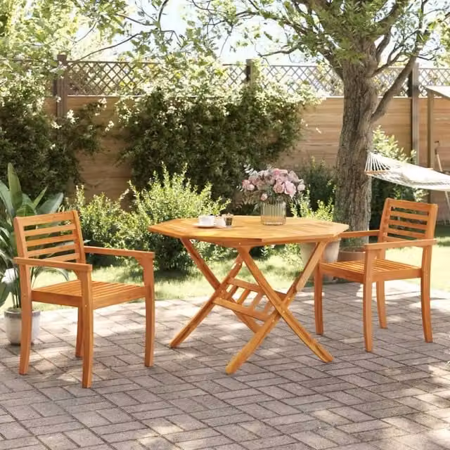 Berkfield Home Beautiful Garden Chairs, Set of 2, Brown Oiled Solid Acacia Wood, W/D/H: 59 x 55 x 85 cm – 1