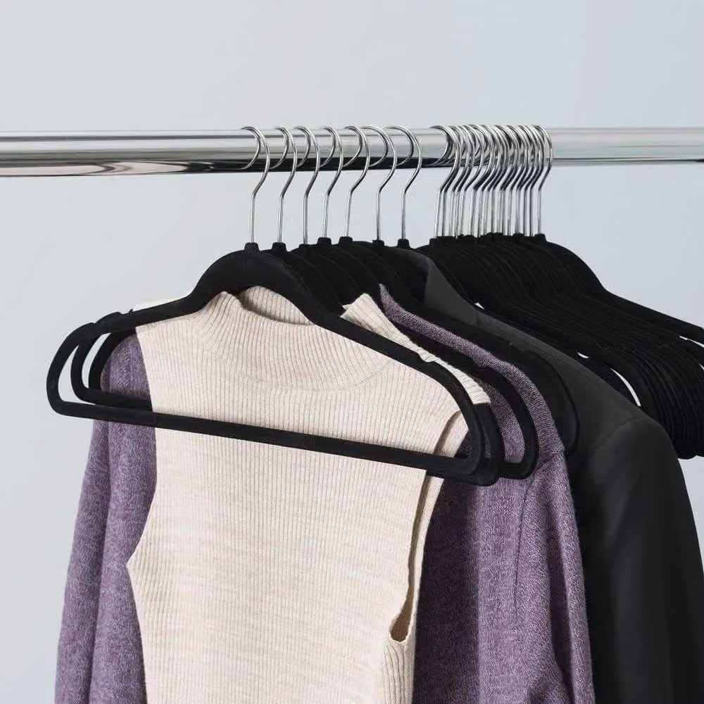 NESTLUNE 50-Piece Non-Slip Velvet Flocked Clothes Hangers in Black – 3