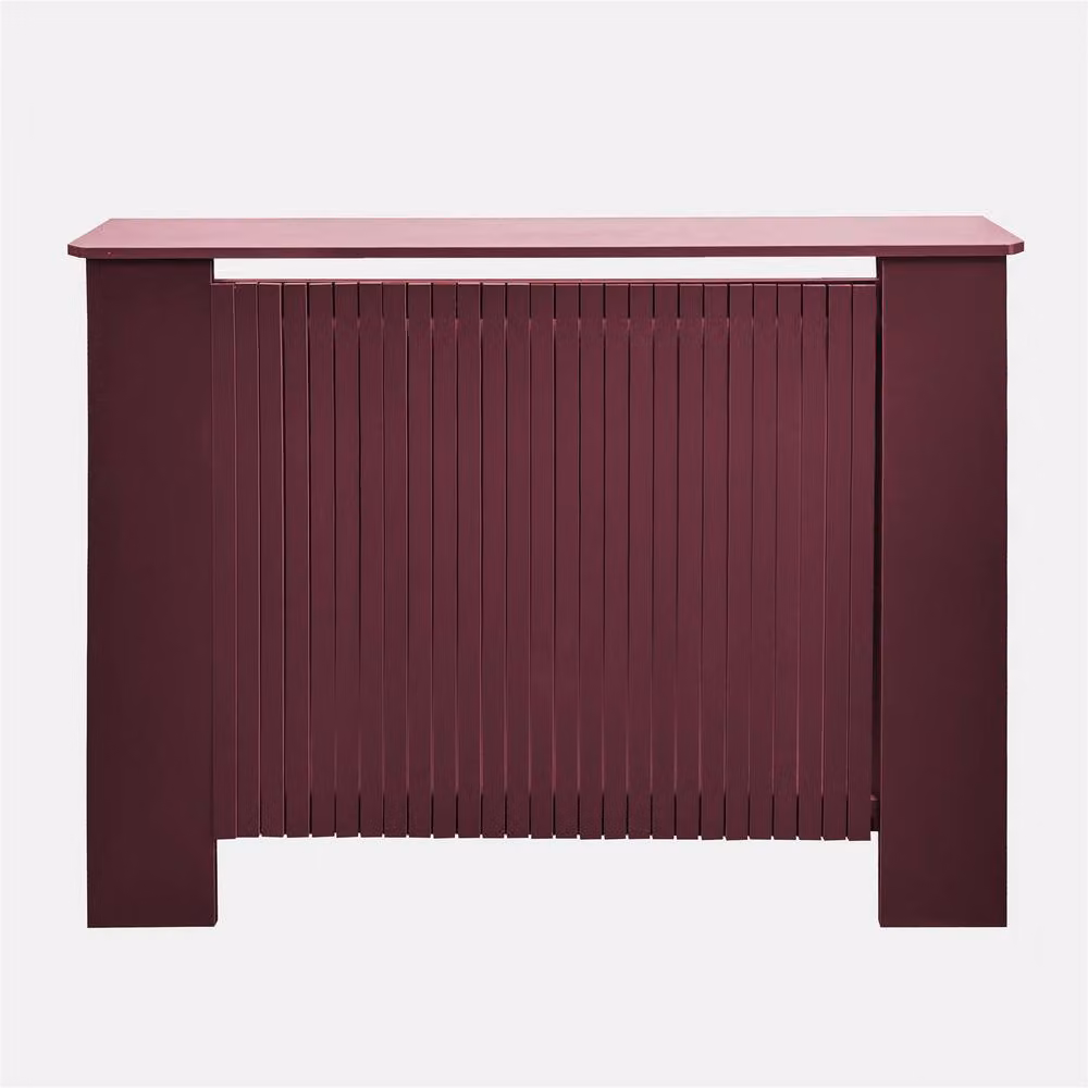 OHS Ribbed Medium Radiator Cover in Dark Red Matt Slatted Engineered Wood – 3