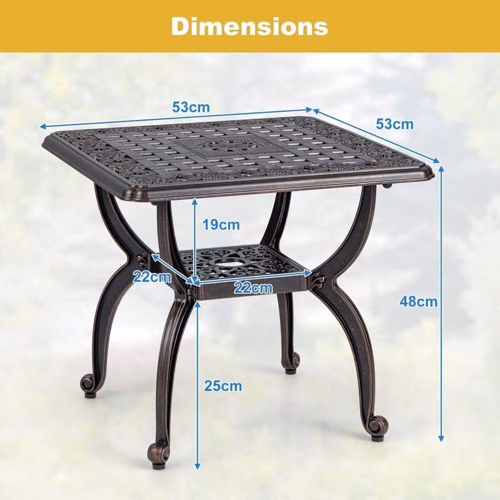 Kelvenix Round Powder Coated Aluminium Patio Side Table in Copper – 2