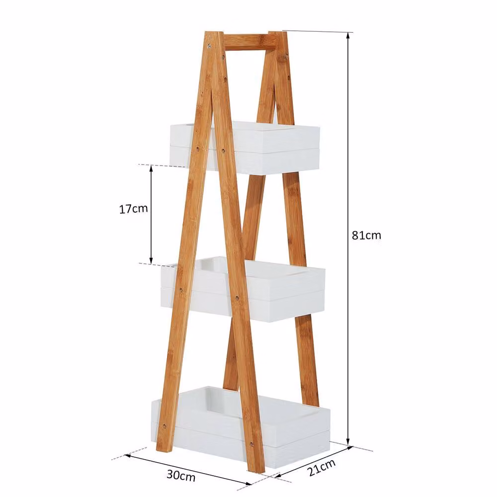 STILVORA 3 Tier White Ladder Storage Shelf with A-Shape Design – 2
