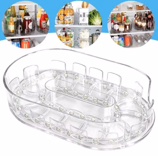 NESTLUNE Transparent Acrylic Rotating Fridge Cabinet and Kitchen Spice Storage Rack