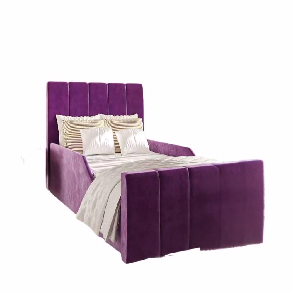 Stratus Interiors Leo Children's Single Bed Frame with Gas Lift Storage, Purple Velvet Upholstered Design, W/D/H: 90 x 200 cm – 2