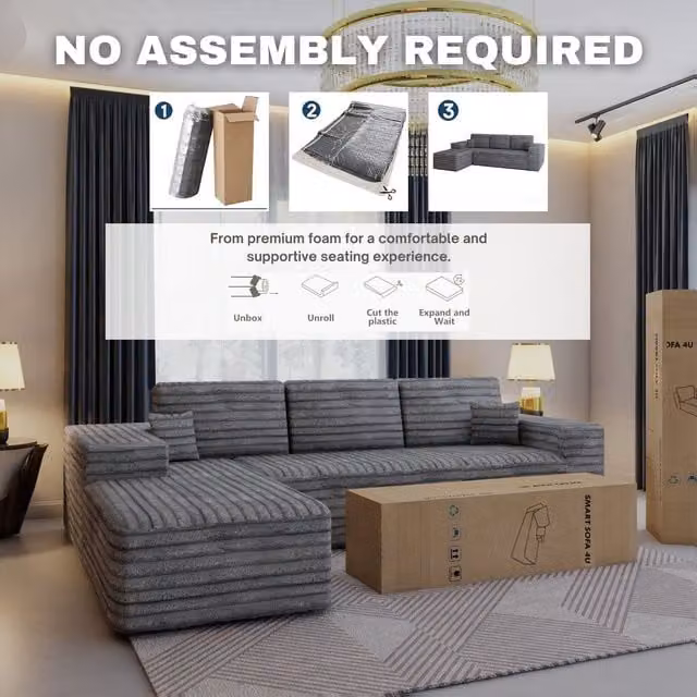 Sliding Wardrobes 4U Smart Left Corner Sofa in Grey – 1
