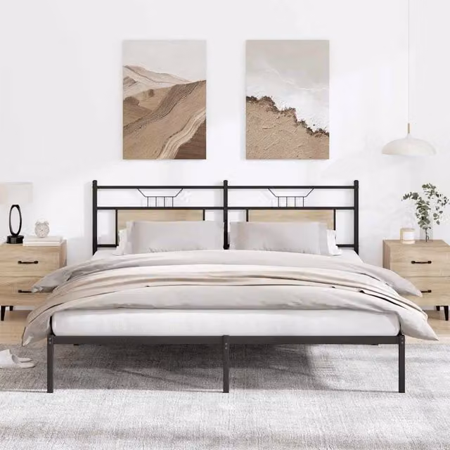 Berkfield Home Sonoma Oak Bed Frame in Brown, W: 183 cm, L: 213 cm – 1
