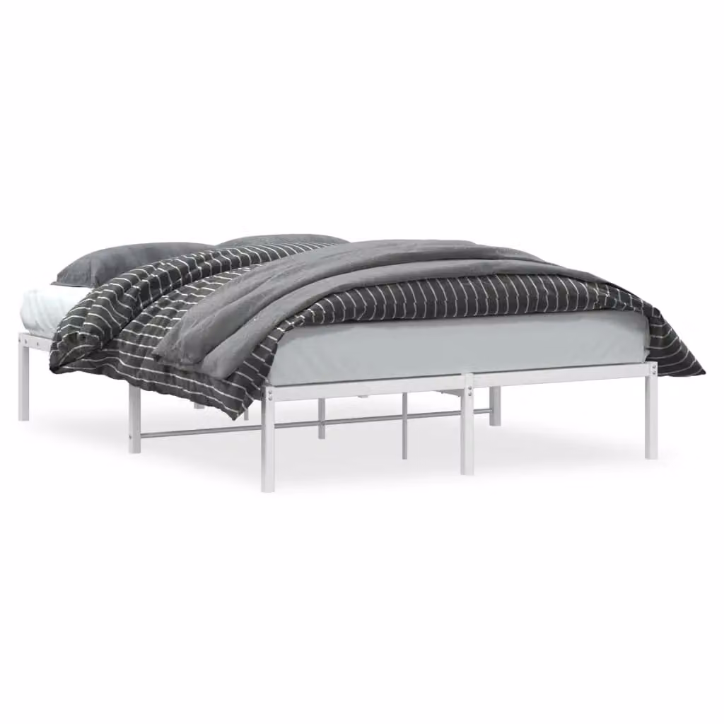 Berkfield Home Metal Bed Frame in White, W/D/H: 140 x 200 cm – 2