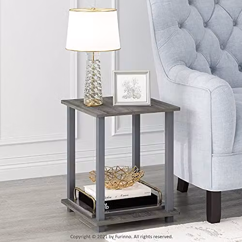 Furinno SIMPLISTIC Set of 2 Round 2-Tier Side Tables in Brown Oak – 2