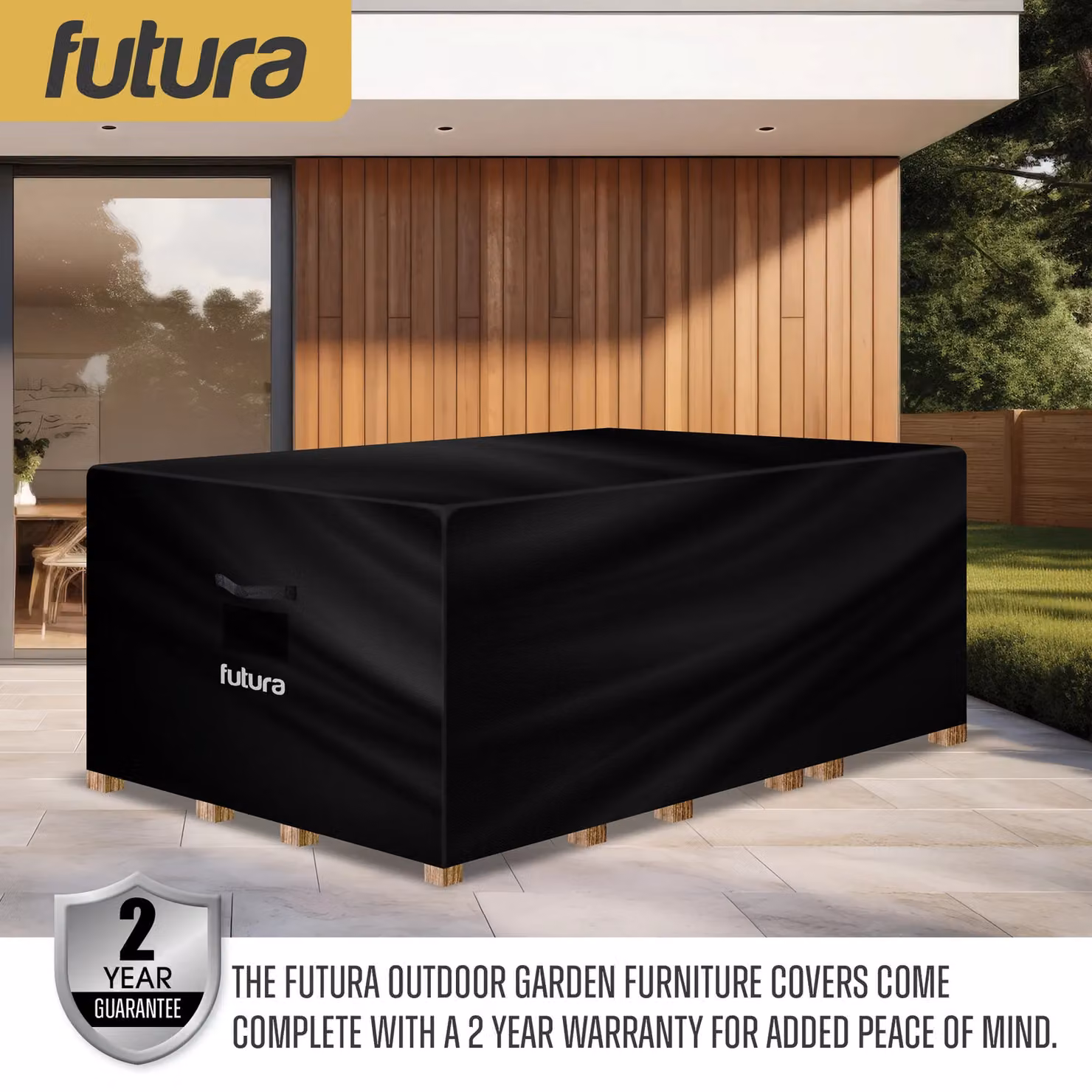 Futura Waterproof Rectangular Garden Furniture Cover in Black 420D Oxford Fabric, W/D/H: 160 x 160 x 70 cm – 8