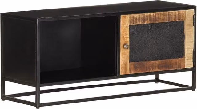 Berkfield Home Industrial TV Cabinet in Brown Rough Mango Wood, W/D/H: 90 x 30 x 40 cm
