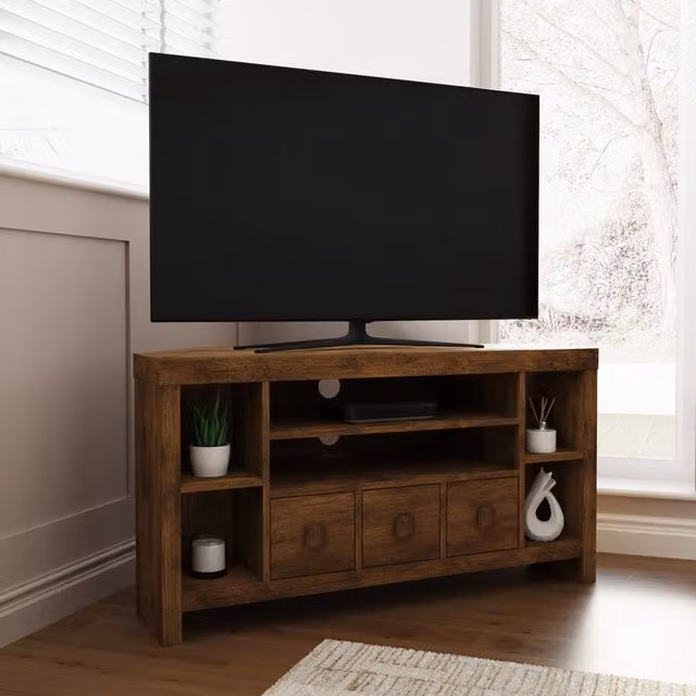 GFW Jakarta Mango Wood Corner TV Unit in Brown