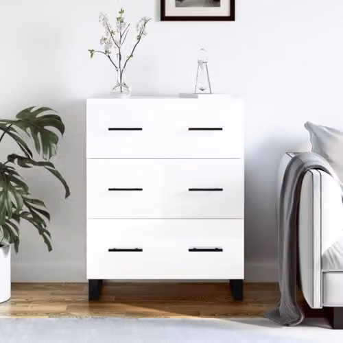 vidaXL High Gloss White Sideboard in Engineered Wood W/D/H: 69.5 x 34 x 90 cm – 2