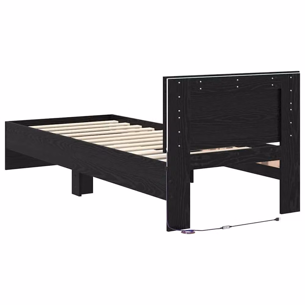 Berkfield Home Modern Bed Frame with Headboard in Black Oak, Engineered Wood, W: 75 cm x L: 190 cm – 5